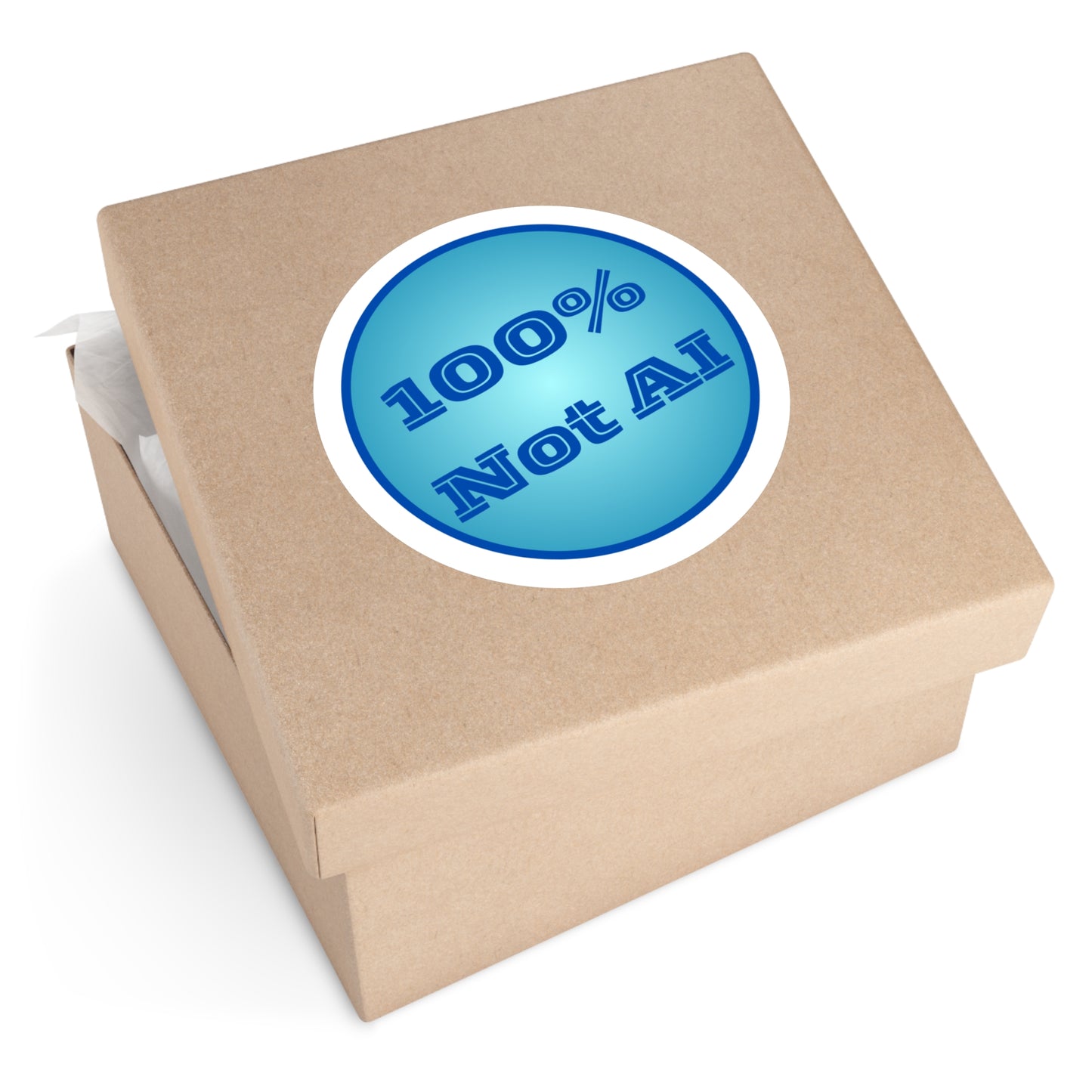 100% Not AI Blue Round Sticker (Indoor\Outdoor)