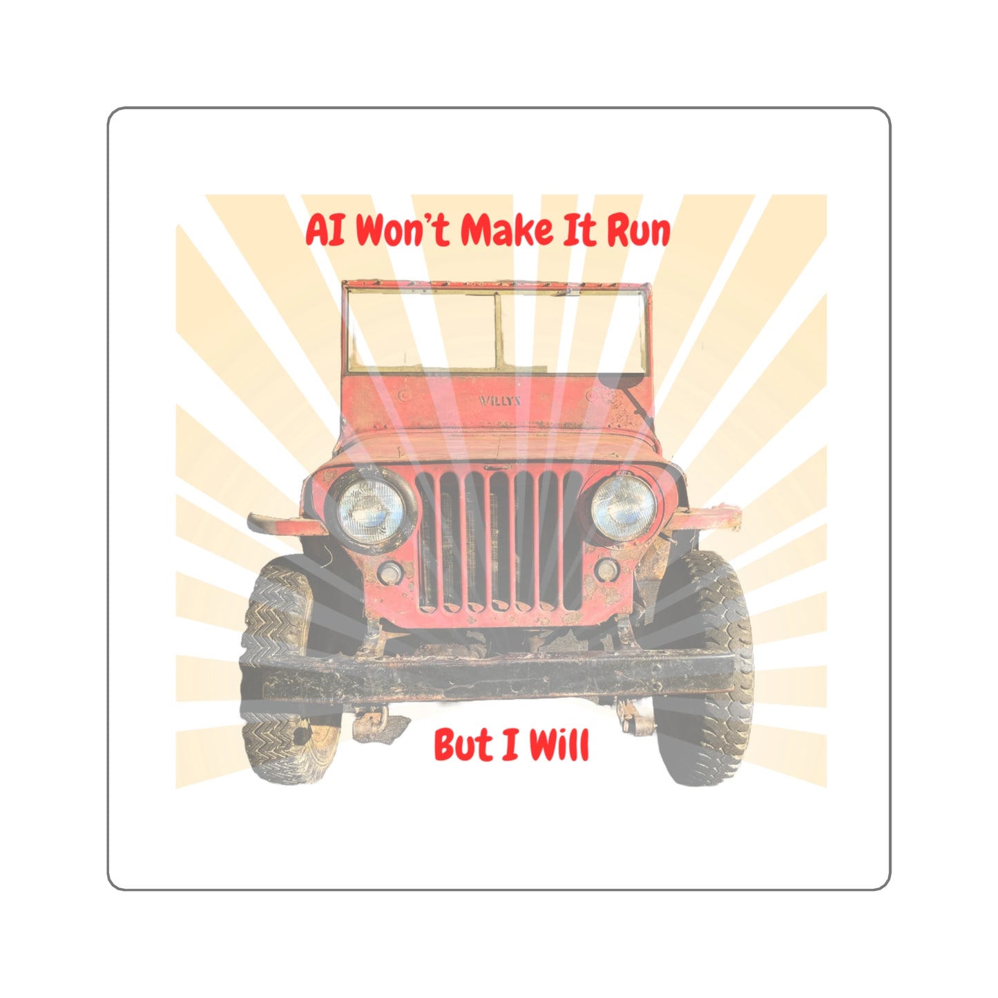 No AI Jeep Square Sticker