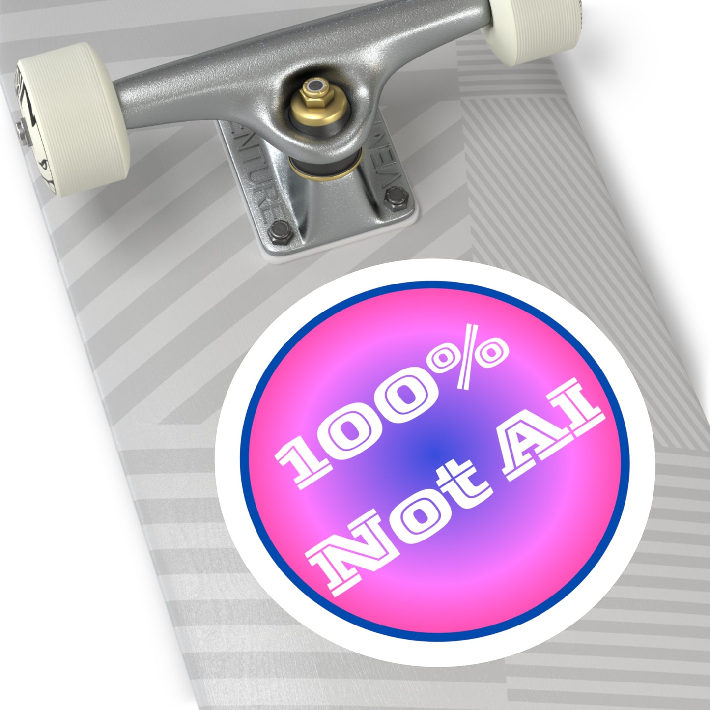 100% Not AI Pink Round Sticker (Indoor/Outdoor)