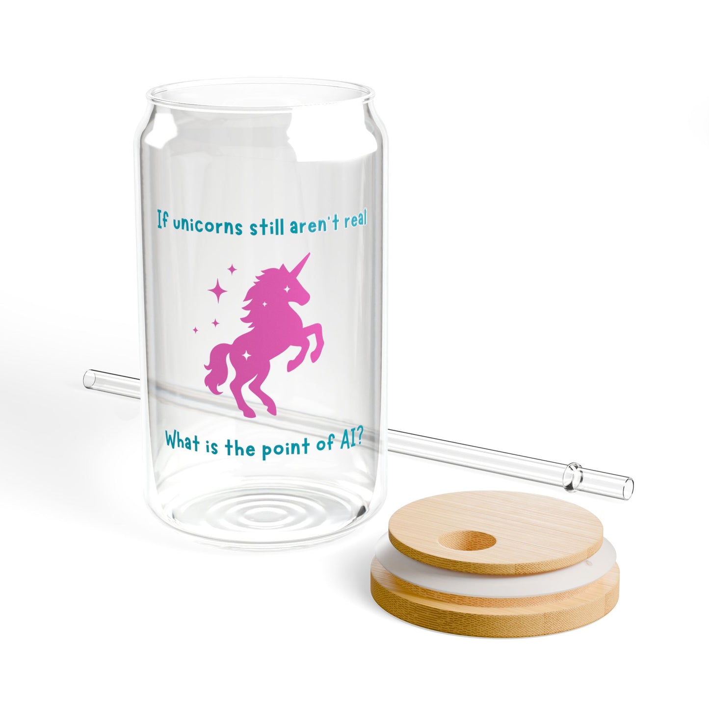 No Unicorns Sipper Glass, 16oz