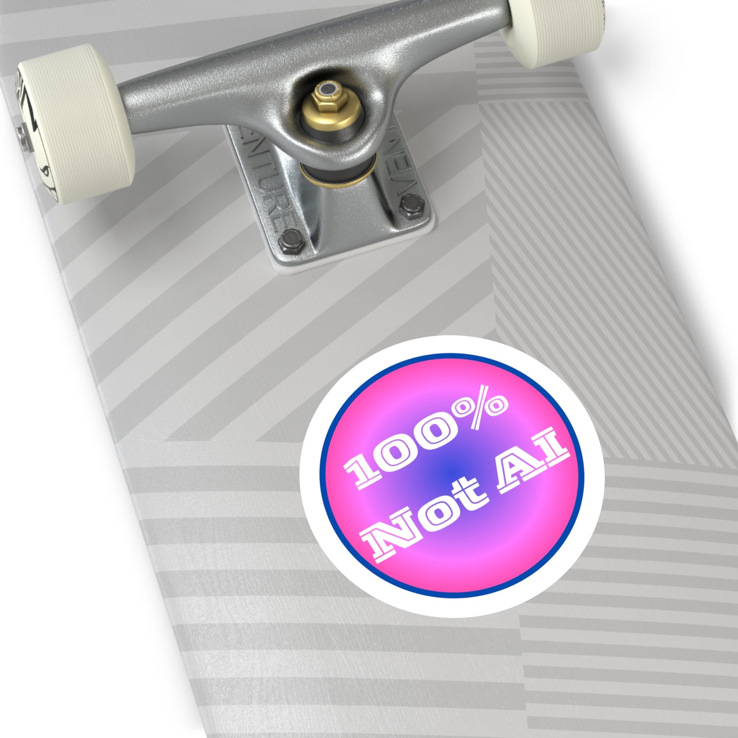 100% Not AI Pink Round Sticker (Indoor/Outdoor)