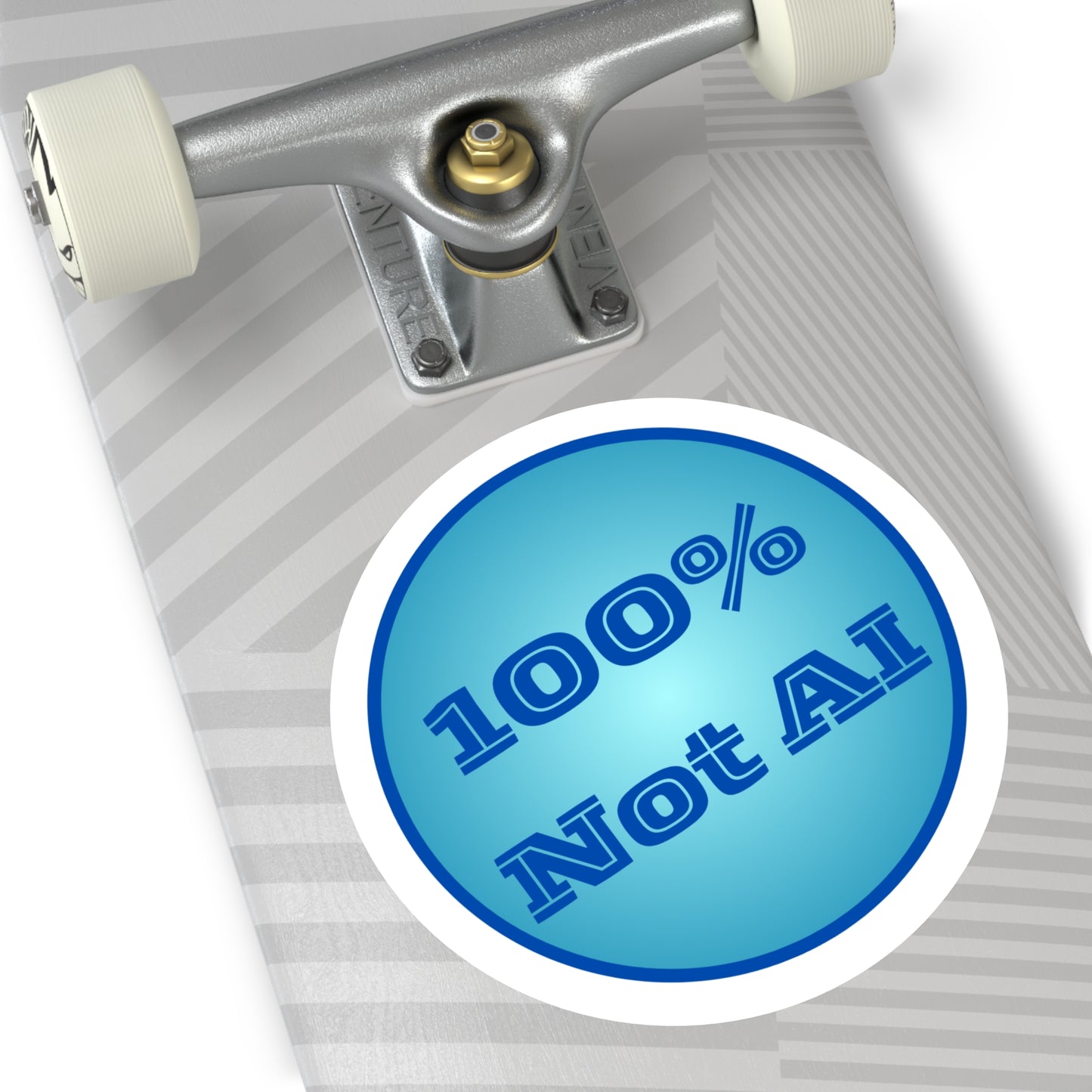 100% Not AI Blue Round Sticker (Indoor\Outdoor)