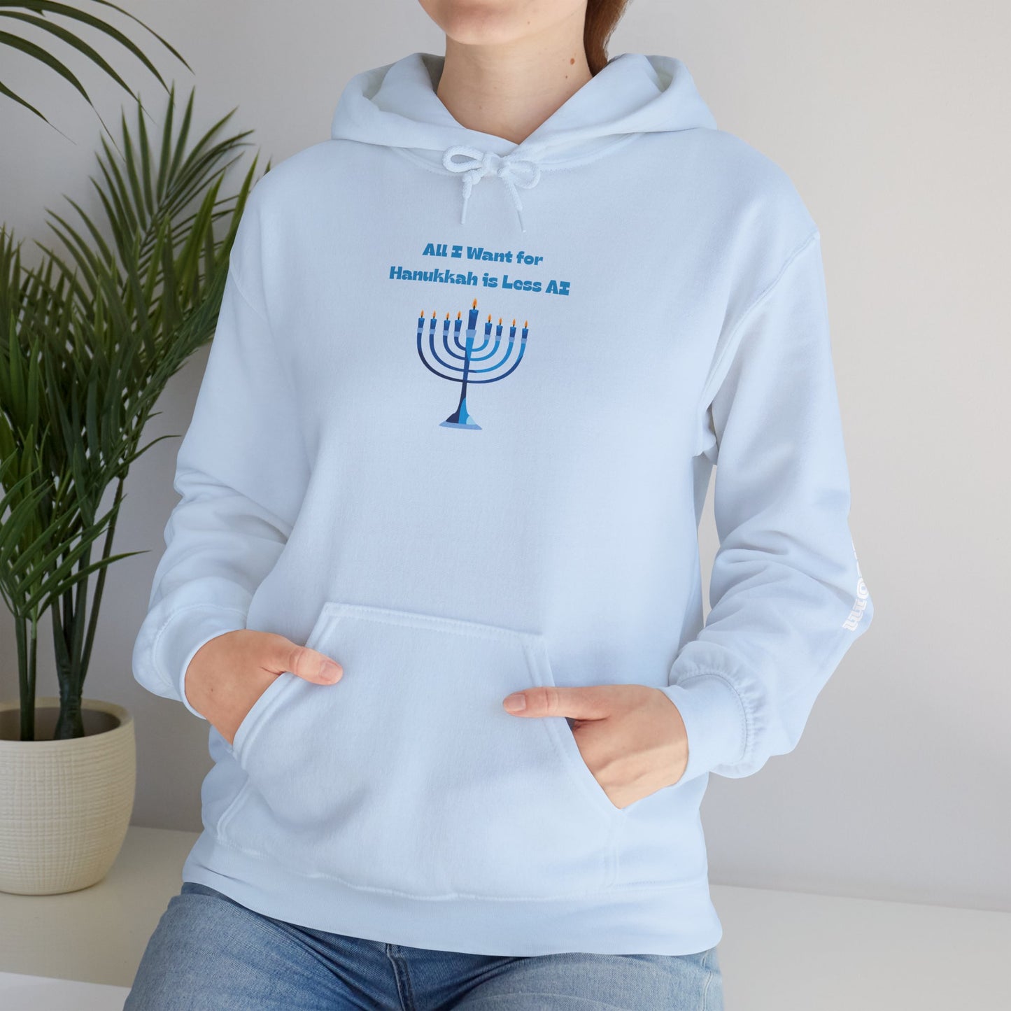 Less AI Menorah Hoodie