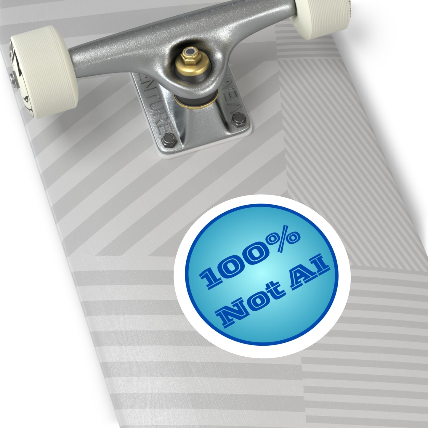 100% Not AI Blue Round Sticker (Indoor\Outdoor)